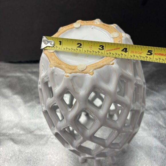 Lattice Design Vase White Ceramic Oen Weave 12” Tall Boho Hippie Cottagecore‎ - Picture 10 of 10